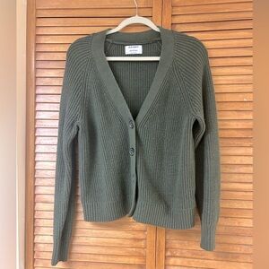 Old Navy Shaker-Stitch Olive Green Button Down Cardigan Sweater